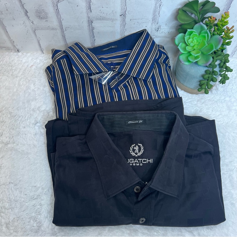 Men Bugatchi bundle of 2 Dress Shirt Shape Fitted XL